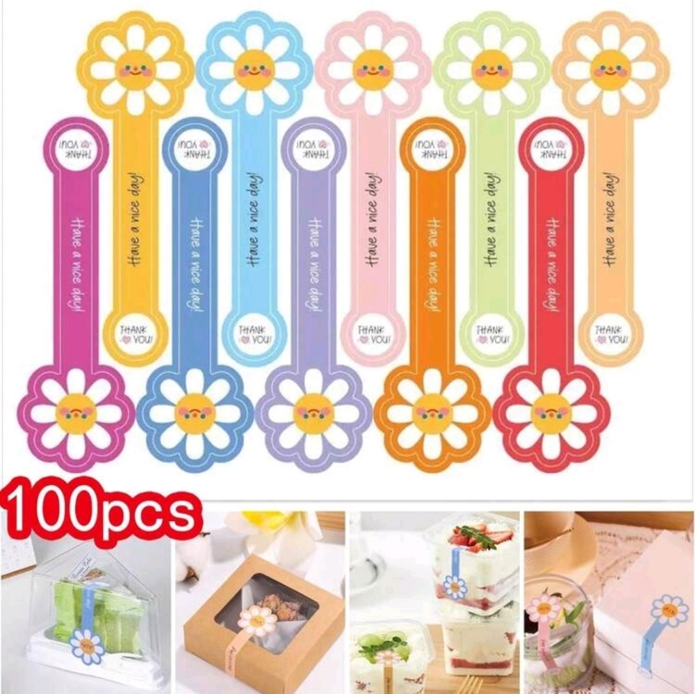 Colorful Flower Thank You Stickers - 100pcs